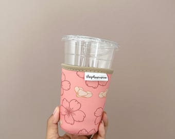Pink Floral Made With Neoprene Material Coffee Cozies Coffee Cozy Cup Sleeve