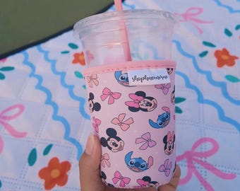 Magical Friends and Bows Iced Cold Cup Sleeve Made With Neoprene Material Coffee Cozies Coffee Cozy