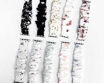 Dainty Florals Series 2 Apple Watch Scrunchie Band 38mm/40mm/41mm/42mm/44mm/45mm Size | Scrunchie Haven