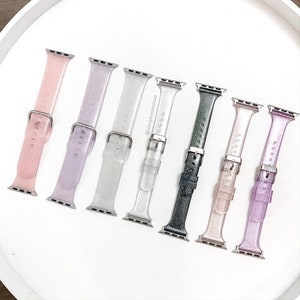 Jelly + Glitter 90's Style Apple Watch Bands 38mm/40mm/41mm/42mm/44mm/45mm Size | Scrunchie Haven