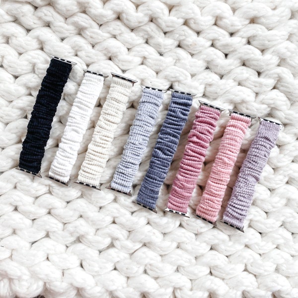 Apple Watch Scrunchie Band 38mm/40mm/41mm/42mm/44mm/45mm Size Ribbed Softer Velvet Series | Scrunchie Haven