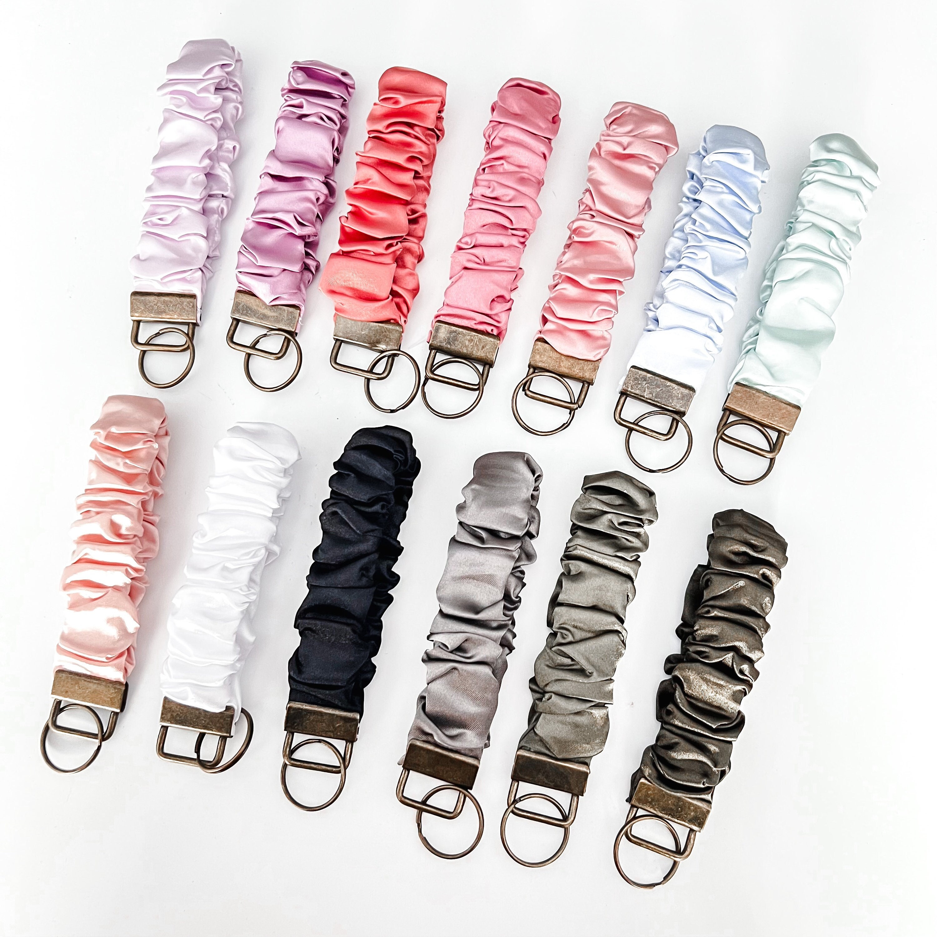 【YEGG】Scrunchie Keyring Satin Scrunchie Wristlet Keychain Keyring Keyfob | Bronze