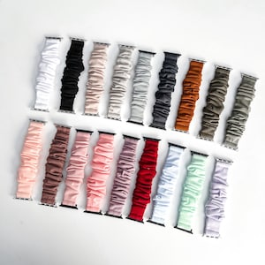 Cotton Apple Watch Scrunchie Band Solid Colors Silver or Black Connectors 38mm/40mm/41mm/42mm/44mm/45mm Size | Scrunchie Haven