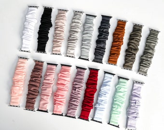 Cotton Apple Watch Scrunchie Band Solid Colors Silver or Black Connectors 38mm/40mm/41mm/42mm/44mm/45mm Size | Scrunchie Haven