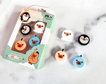 Kawaii + Cute Penguin Squid Animals 4PCS Set Analoge Grip Caps voor PS4/PS5/XBOX/INSPRO/PXN Only