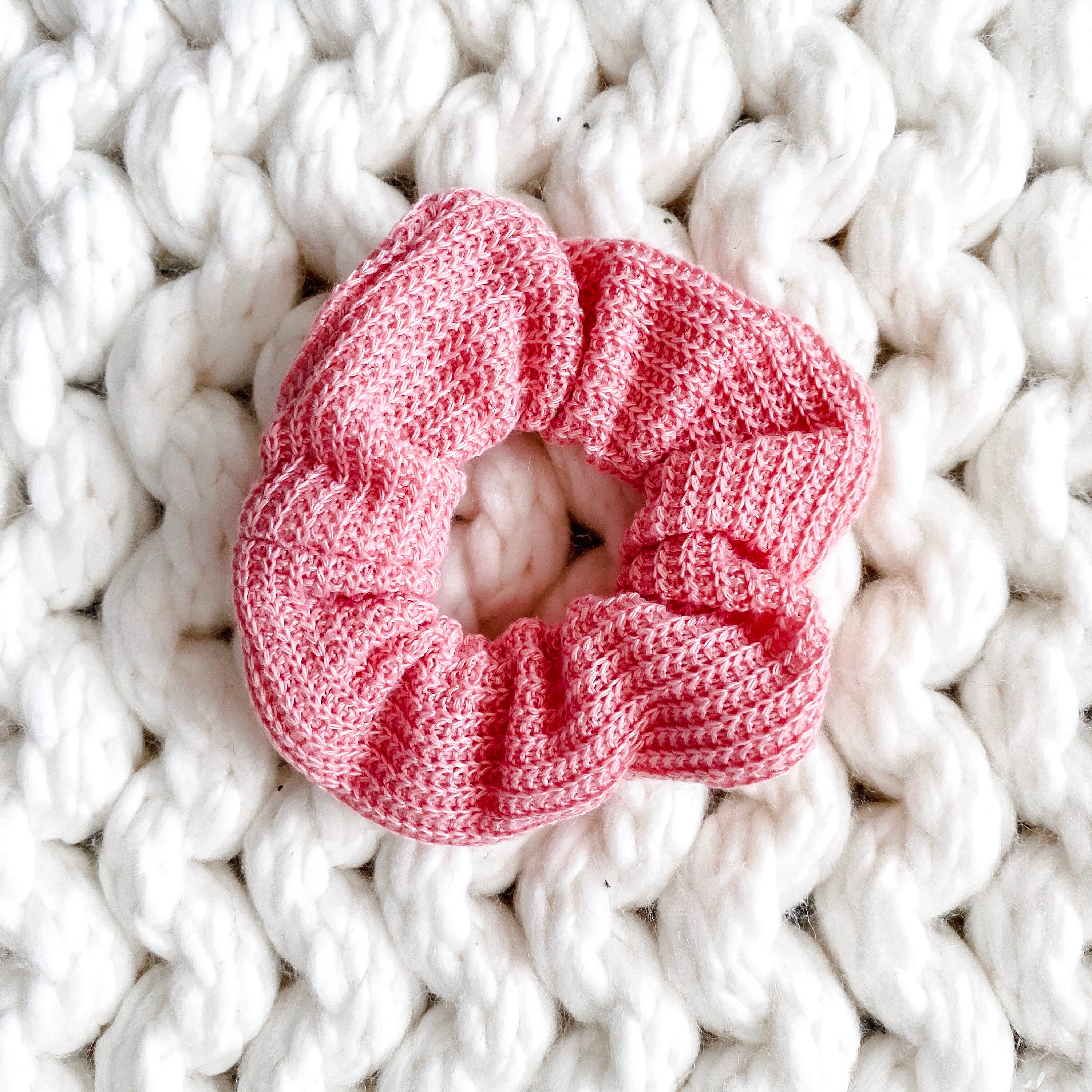 Rose Pink Thick Knit Scrunchie Scrunchie Haven