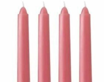4 pcs Pink Taper Dinner Candles 10-inch Tall x 0.75 (3/4)inch Diameter.
