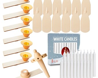 21 pc Full Repair Parts and Replacement Kit for German Christmas Pyramid Carousels and Christmas Windmill- 20 White Candles