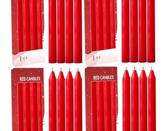 16pcs Red Taper Candles Candlestick 7.75 in x 0.75 in. For Dinner Table, Party, Wedding or Table Top décor. Unscented Dinner Candle Sticks