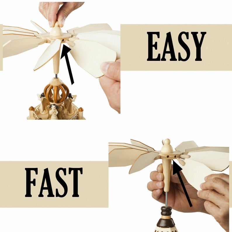 13pc German Christmas Pyramid Replacement Parts 12 Fan Blades and 1