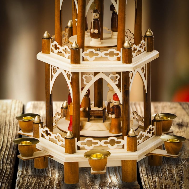 21inch Christmas Decoration Pyramid 20 Red Candles Includedwood