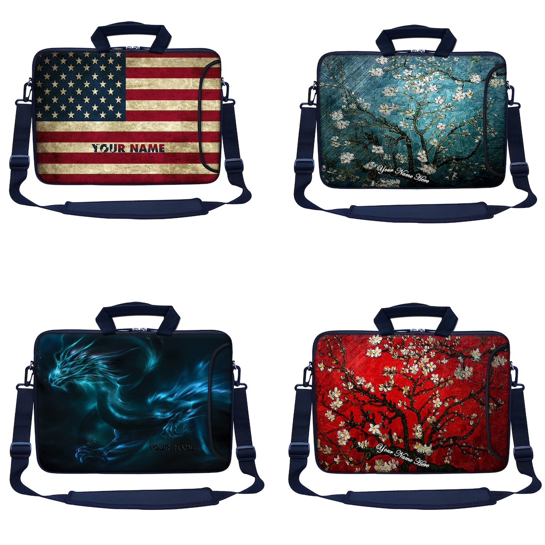 Custom Personalized Laptop Bag With Side Pocket & Shoulder Strap for