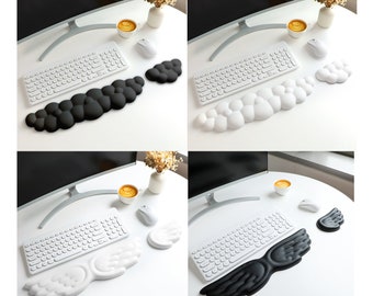 Ensemble repose-poignets pour clavier et souris ergonomiques - Coussin en mousse à mémoire de forme durable antidérapant, support en cuir PU souple pour une frappe confortable