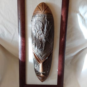 African Framed Mask With Sankofa Bird Design