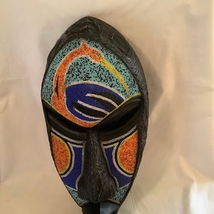 Large Beaded African Sankofa Bird Mask for Wall