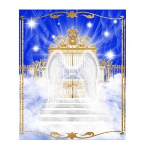 Blue and Gold Frame Background Memorial PNG add photo template for funeral RIP memorial rest in peace template