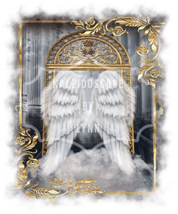 Gold Angels Wings White Clouds Memorial Background Heaven Backdrop