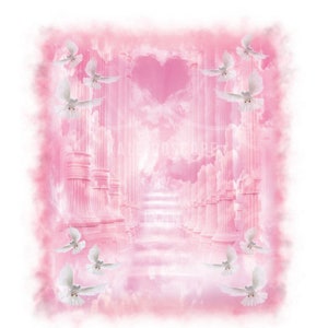 Pink Heart in clouds Heaven Memorial PNG drop in photo for funeral RIP memorial Rest in peace template
