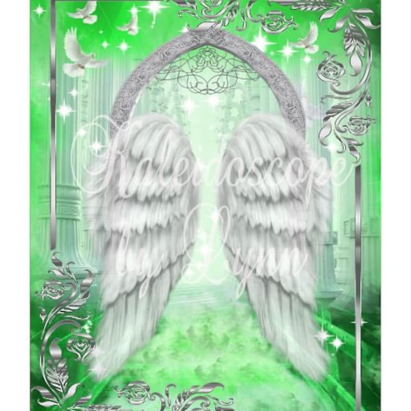 Green and Silver Heavens Gate Memorial PNG drop in photo for funeral RIP memorial