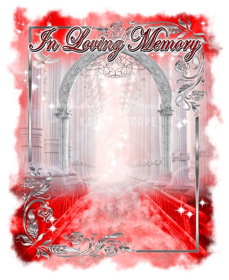 Red Heavens Gate Angel Memorial PNG Add Photo Template for Etsy