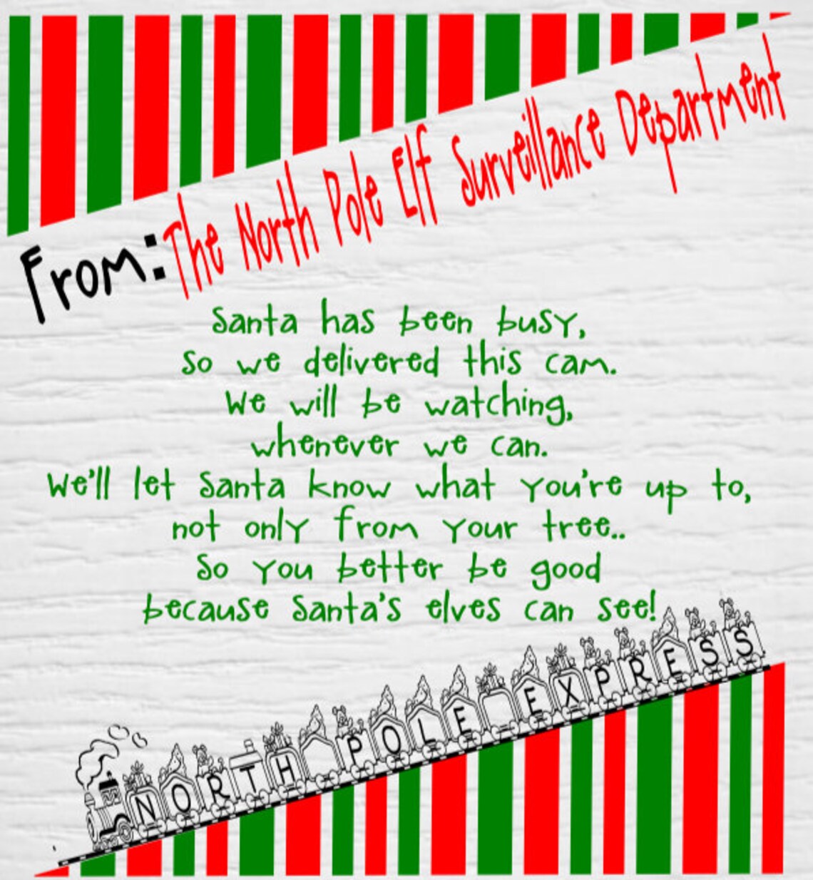 Santa Cam AND Elf Cam Printable Card Letter Svg Jpg Png For Etsy