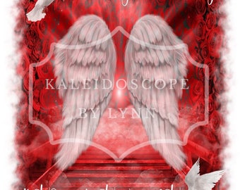 Red rose Your wings were ready but our hearts were not with and without text PNG drop in photo for funeral RIP memorial