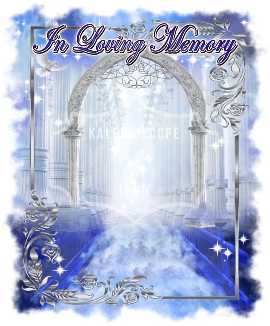 Blue Heavens Gate Angel Memorial PNG Add Photo Rest in Peace 