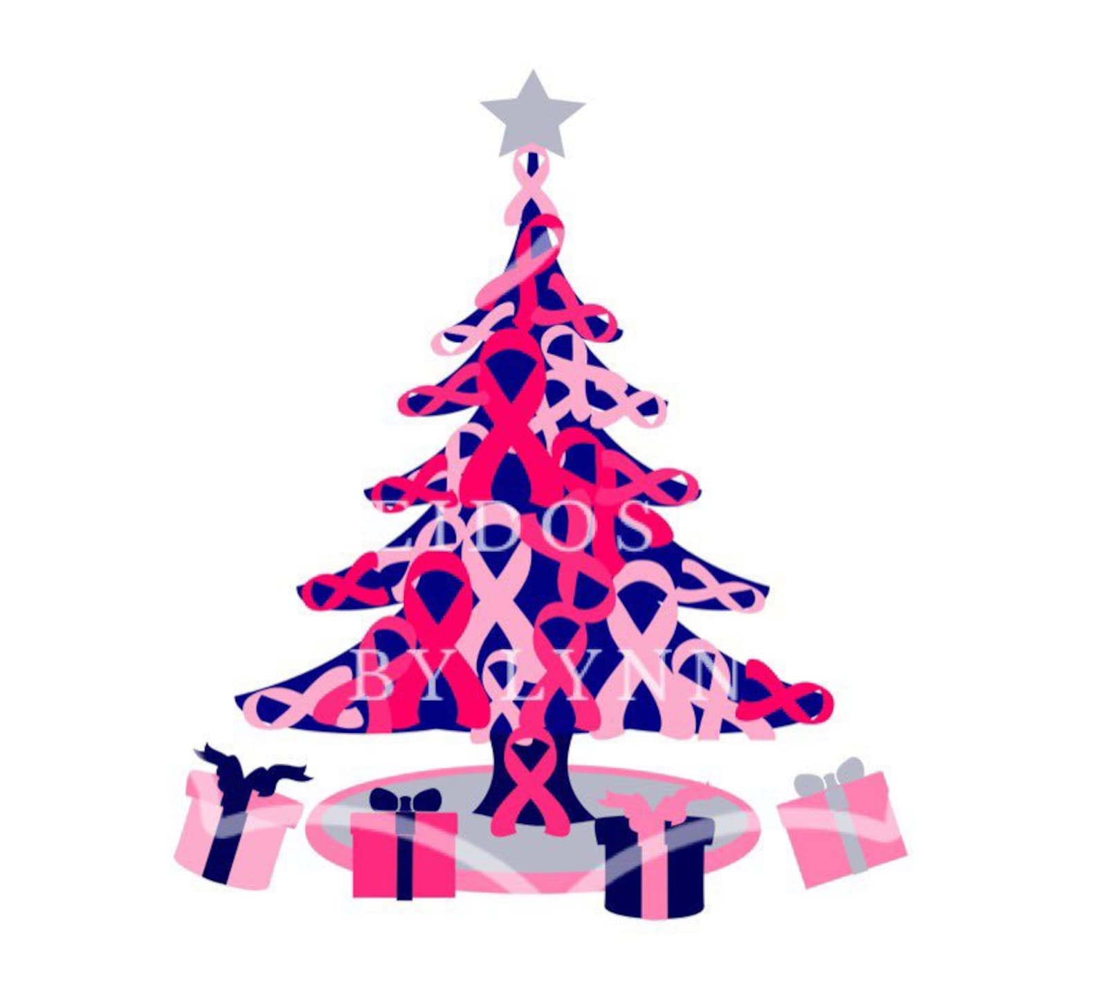 Breast Cancer Awarness Ribbon Christmas Tree SVG PNG JPG | Etsy