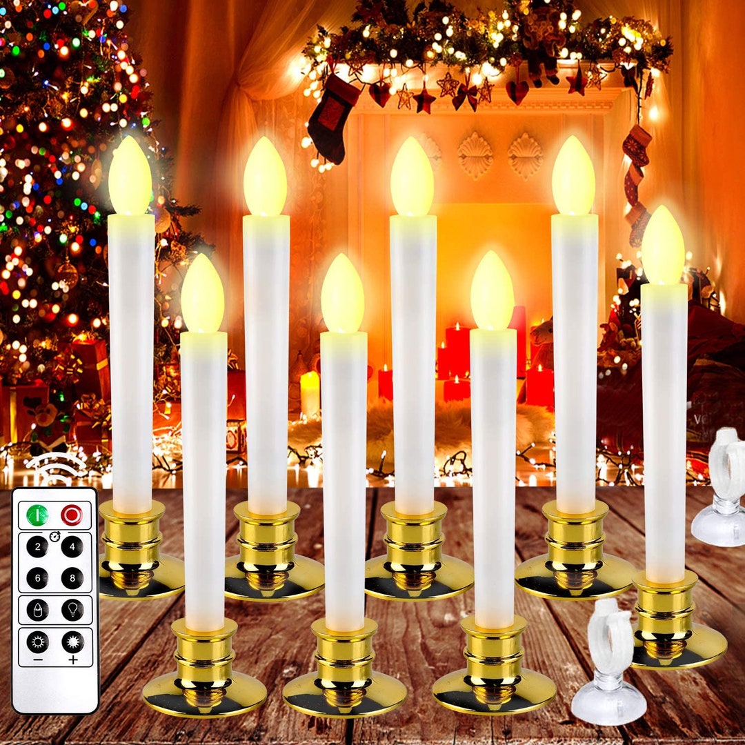 LED Candle Window Light Flameless Taper Candles With Suction Cups 8
