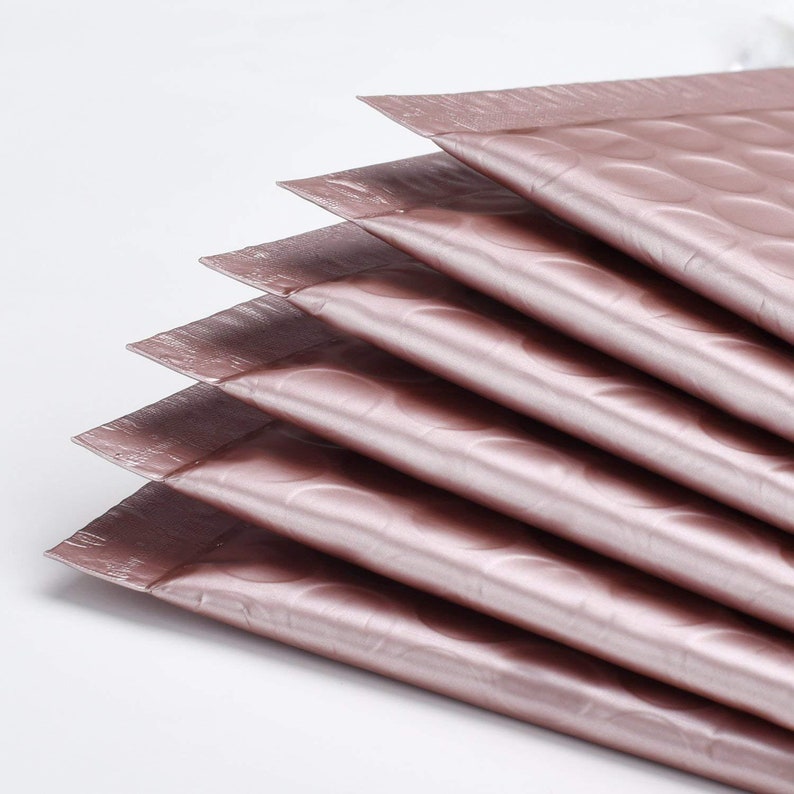 50 Pack Matte Metallic Rose Gold Designer Bubble Padded Shipping Mailers ProLine #0 6 x 10