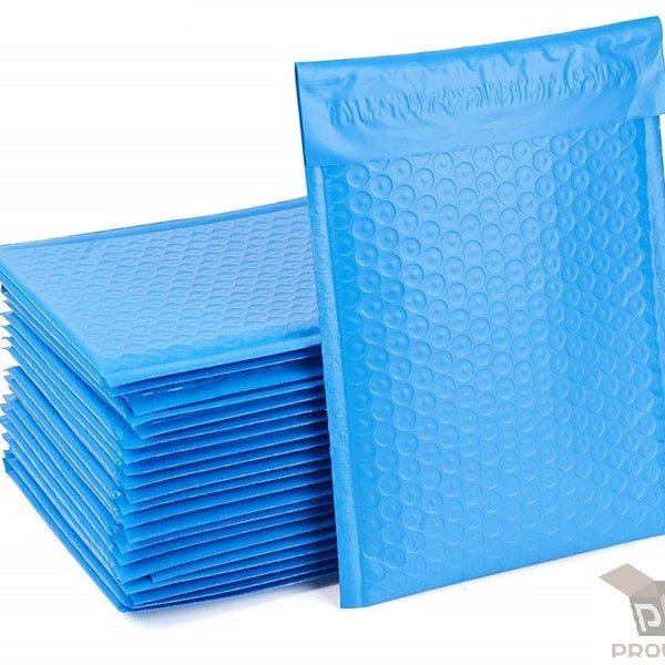 ProLine #000 4" x 8" Blue Poly Bubble Mailers Padded Shipping Envelopes Bags