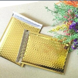 50 4 x 7 Gold Padded Bubble Mailers Metallic Glamour Envelopes #000