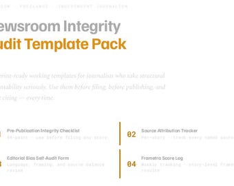 Journalmer-Audit-Vorlagen Newsroom Integrity Checklist Quelle Tracker Bias Selbst-Audit ausfüllbares PDF
