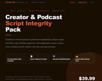 Podcast Script Checkliste Ersteller Quelle Tracker Newsletter Schreibanleitung YouTube Content Integrity Werkzeuge
