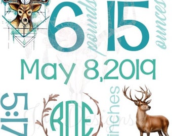 SOFORT DOWNLOAD - Silhouette Studio Personalisierbares Babydecke Buck Design für Sublimationsdruck