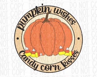 Kürbis Wünsche und Süßigkeiten Corn Kisses Herbst Design PNG