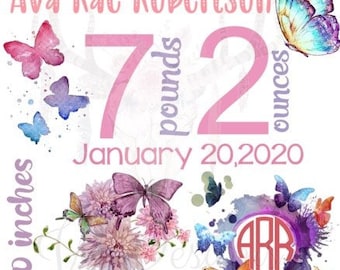 SOFORT DOWNLOAD - Silhouette Studio Individualisierbare Babydecke Schmetterling Design Vorlage