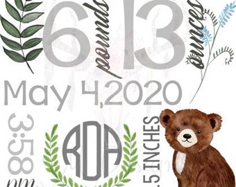 SOFORT DOWNLOAD - Silhouette Studio Personalisierbare Babydecke Bär Design für Sublimation Druck