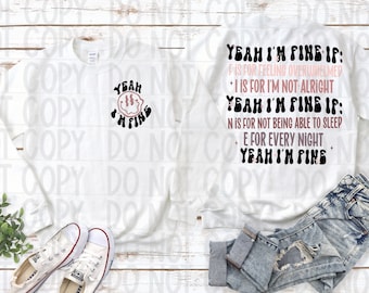 yes I'm Fine Pocket and Back Digitales Design PNG