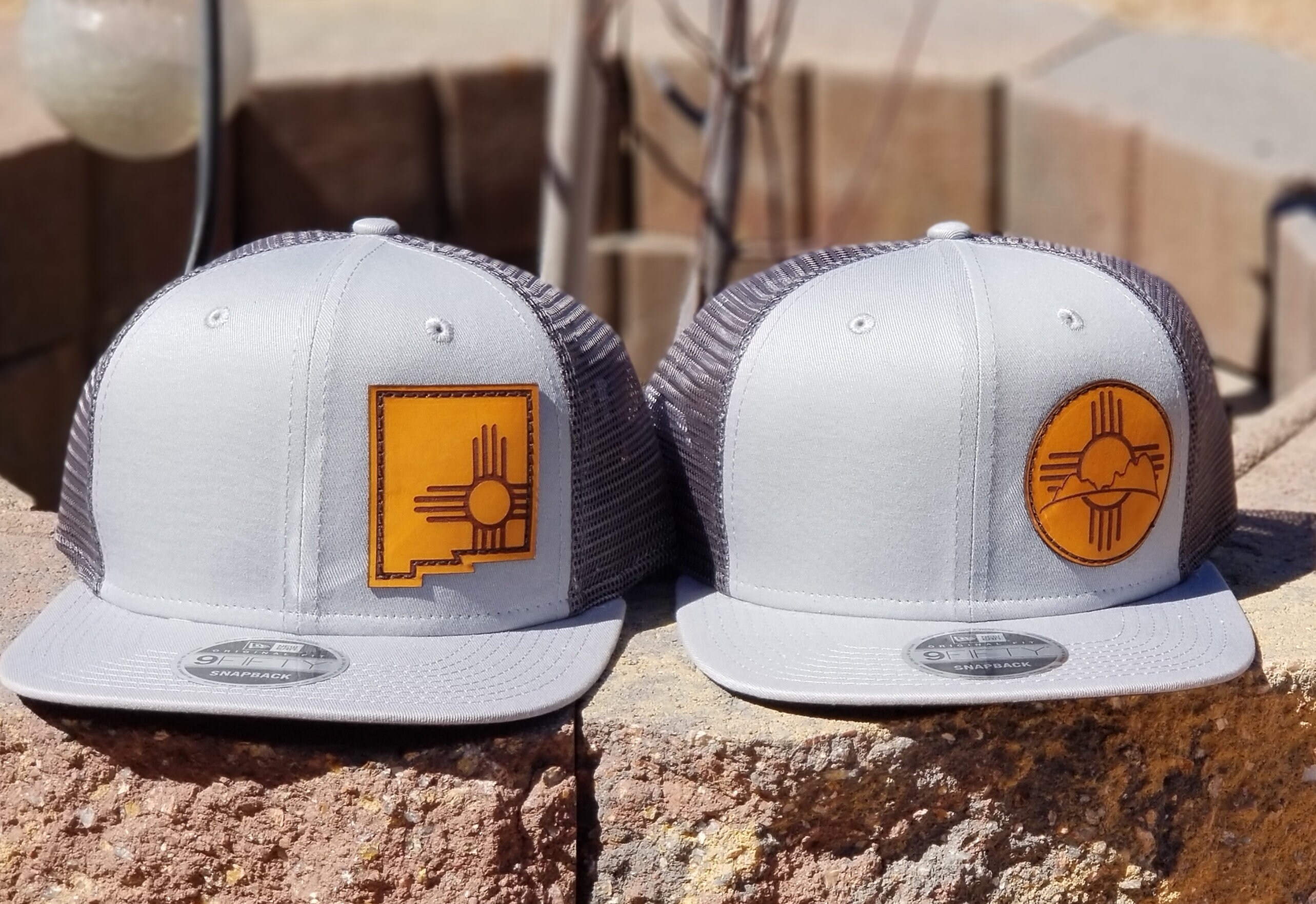 Leather patch hats. New Era hats. New Mexico hats. Zia patch Etsy