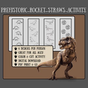 Prehistoric Dinosaur Rocket Straw Activity - Etsy