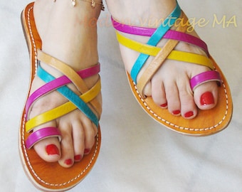 Moroccan shoes, shoes for women, Leather sandals, handmade leather shoes, summer sandals, Moroccan leathers shoes.