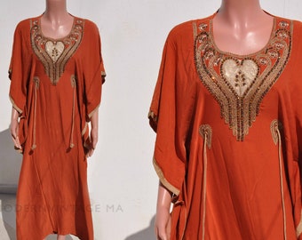 Moroccan Kaftan , kaftan for women , Party Wear Dress , Cotton kaftan , Moroccan dress , Golden embriodery , summer kaftan , long dress