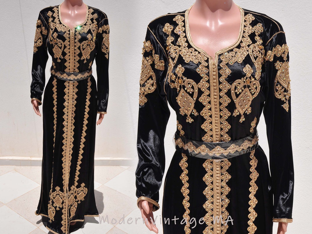 Moroccan Kaftan Kaftan for Women Party Wear Dress Velvet Kaftan Moroccan Dress Golden Embriodery Summer Kaftan Long Dress Etsy
