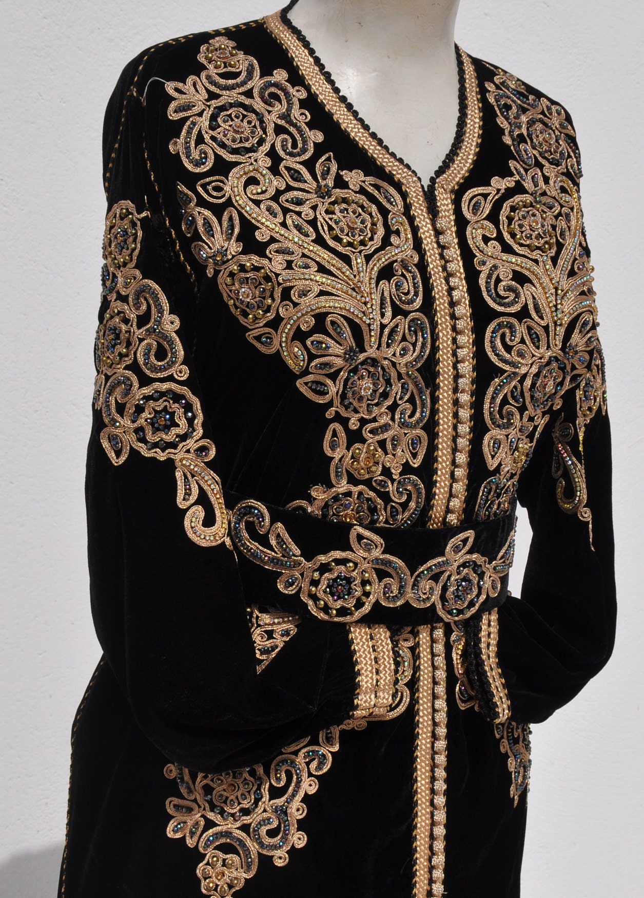 Moroccan kaftan for woman Black moroccan bohemian dress | Etsy