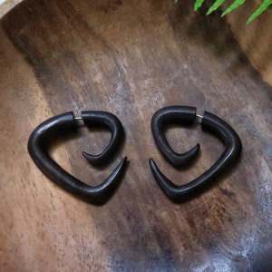 Tribal Wooden Earrings, Black Wood Earring