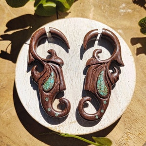 Tribal Wooden Earrings, Brown Wood Earring, Hand Carved