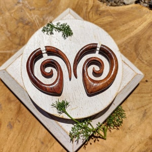 Tribal  Spiral Earrings, Wood Earrings