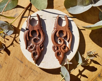 Wooden Earrings, Brown Wood Tribal Earring