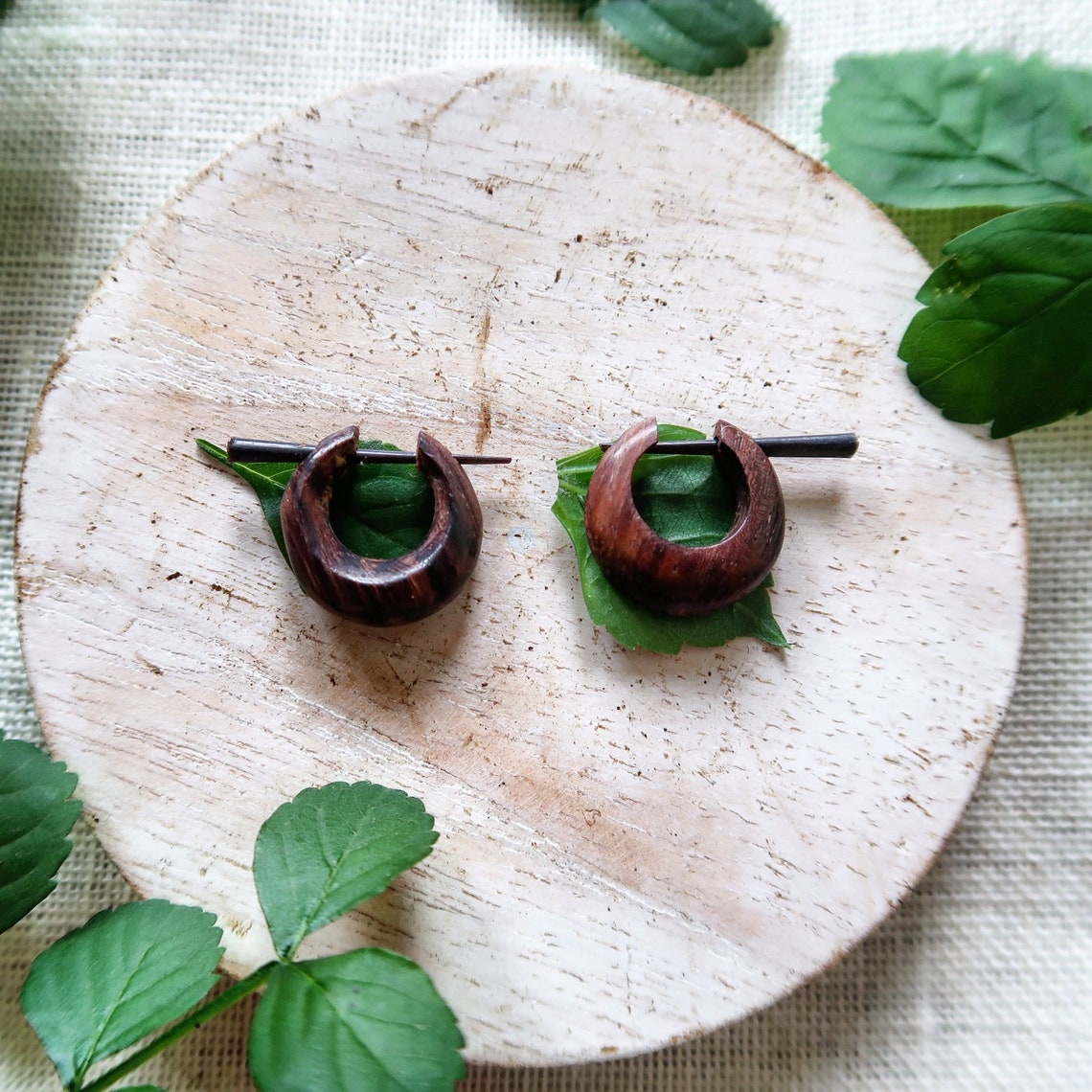 Brown - Hand Carved Wooden Earrings main image 0